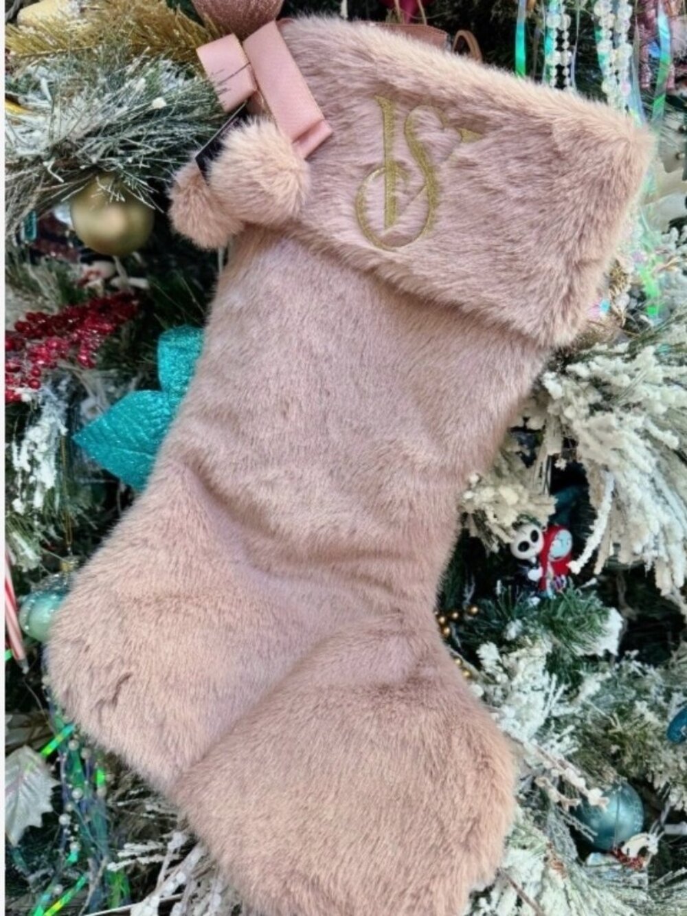 Victorias Secret Christmas Stocking 2024 Blush Pink Mauve Gold Limited Exclusive